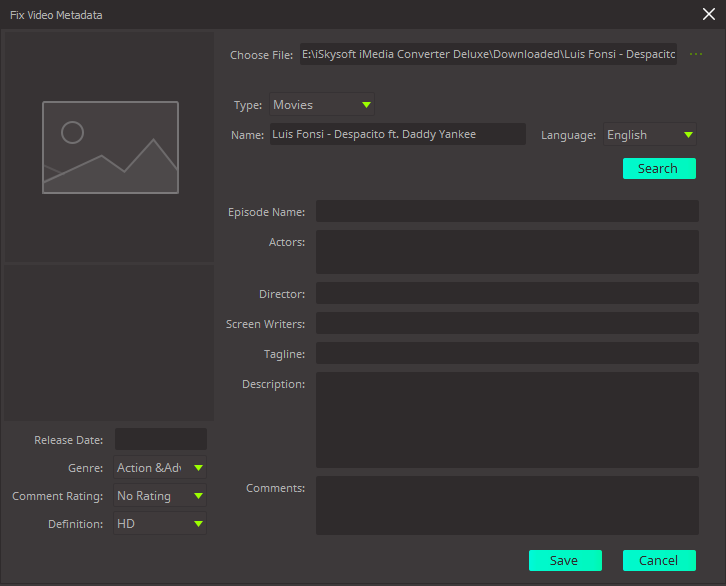 edit metadata of videos using UniConverter windows